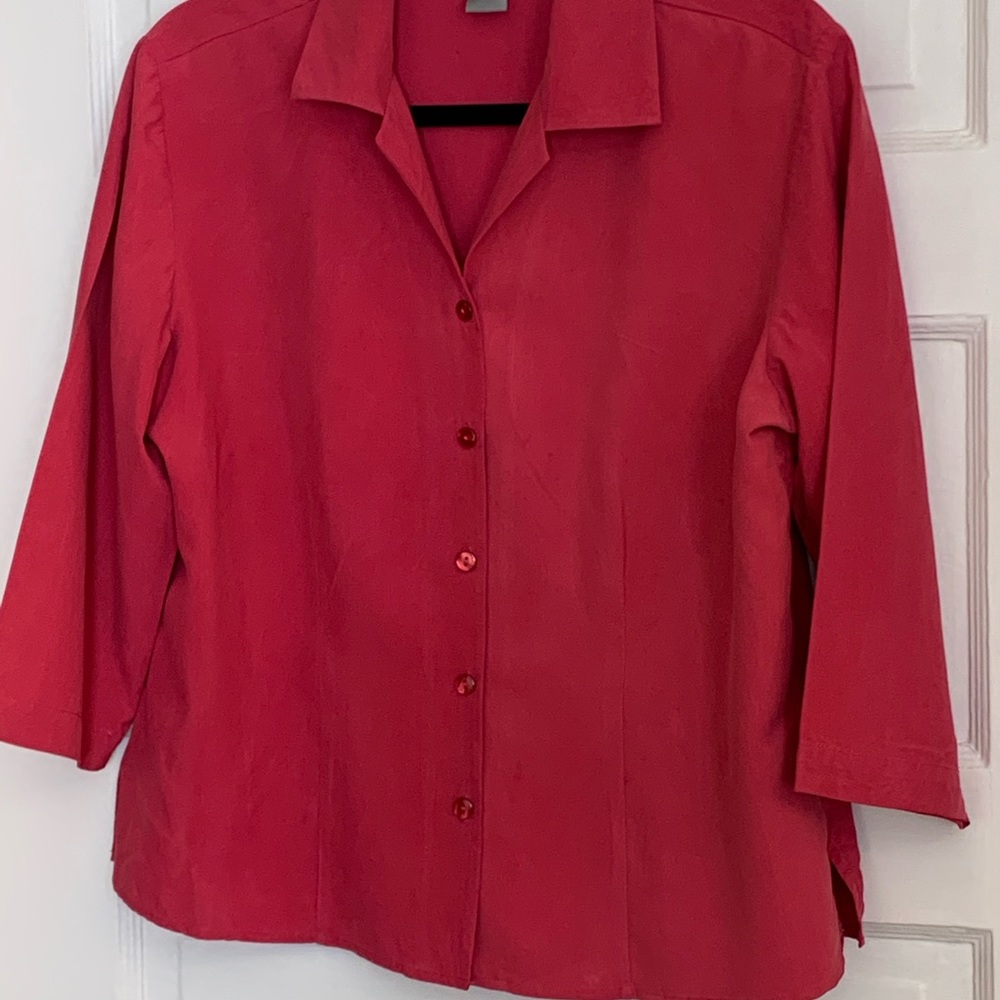 Studio Nexx silk shirt 3/4 sleeves button up L pink